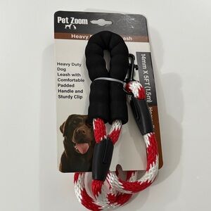 PET ZOOM: Heavy Duty Dog Leash - Red, White & Black NEW